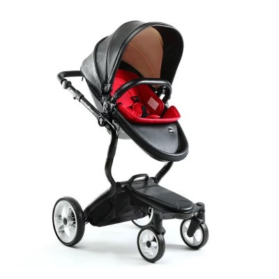 Fashion PU Leather Baby Stroller  2 in 1 travel system and Bassinet